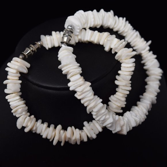 Puka Shell Jewelry - 2 Puka Shell Bracelet Chipped Sea Shell 8" Unisex Surf Sand Hula Beach Barrel